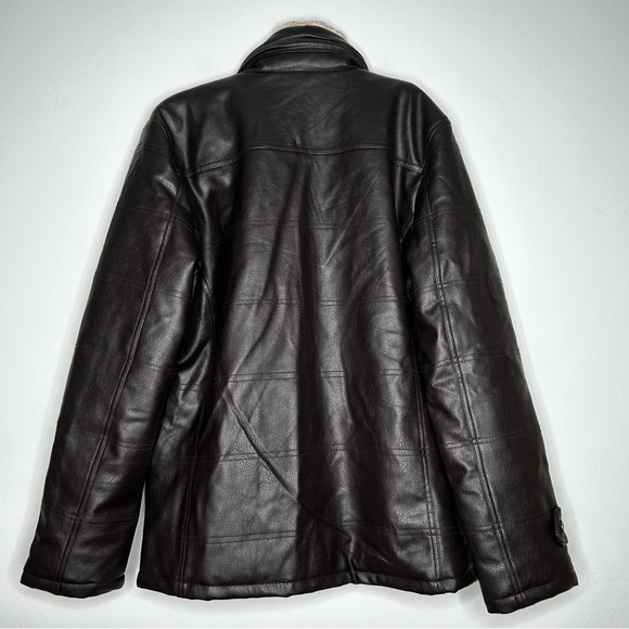 NWT Emporio &Co Dark Brown Faux Leather Jacket Coat Size XXL Fits like a Large - Picture 2 of 16